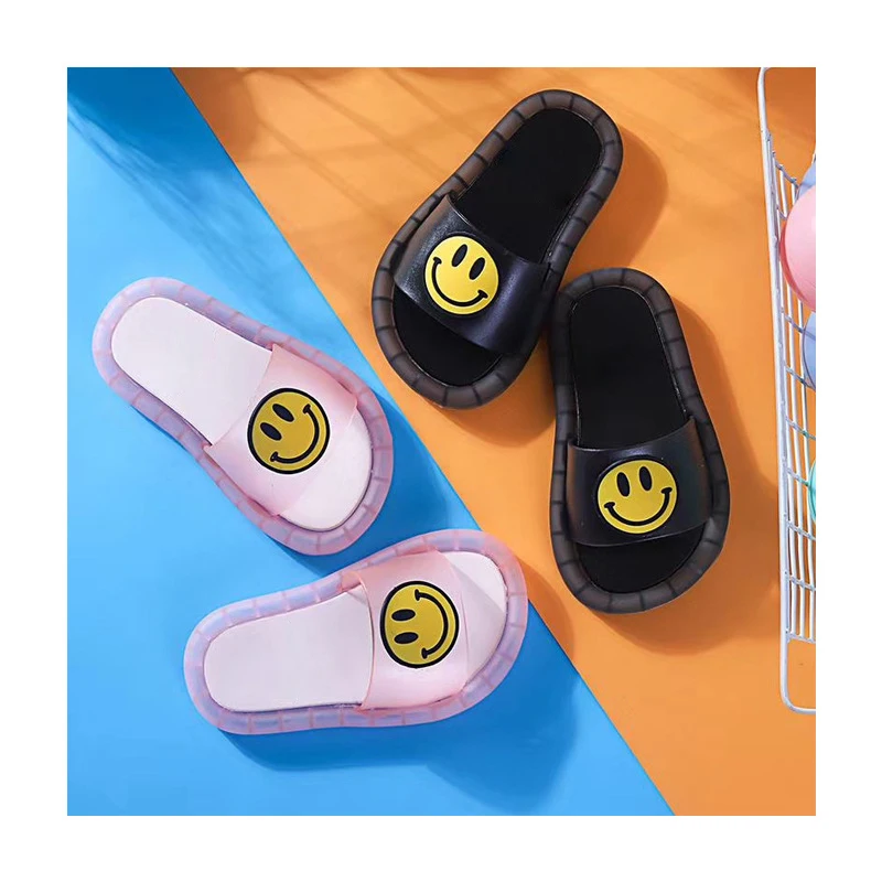 JOGHN, новинка, летние детские сланцы, крутые сандалии для мальчиков и девочек со светодиодной подсветкой, дизайнерские сандалии из ПВХ с открытым носком и улыбающимся лицом