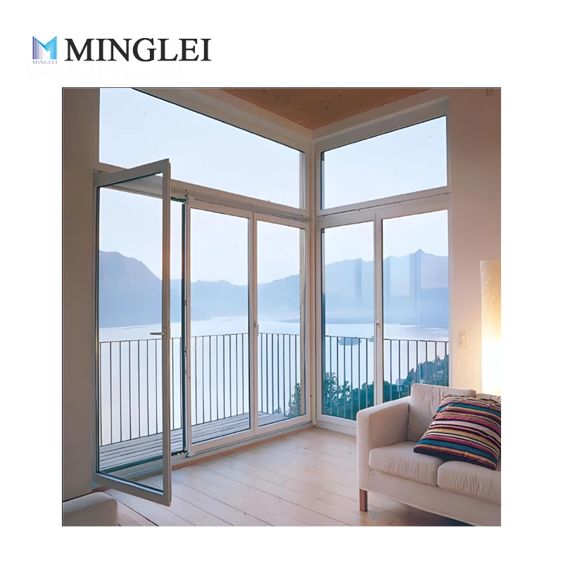 Minglei USA Hurricane Impact Pivot Aluminum Door Double Lowe Glass Casement Swing Custom Door For Home