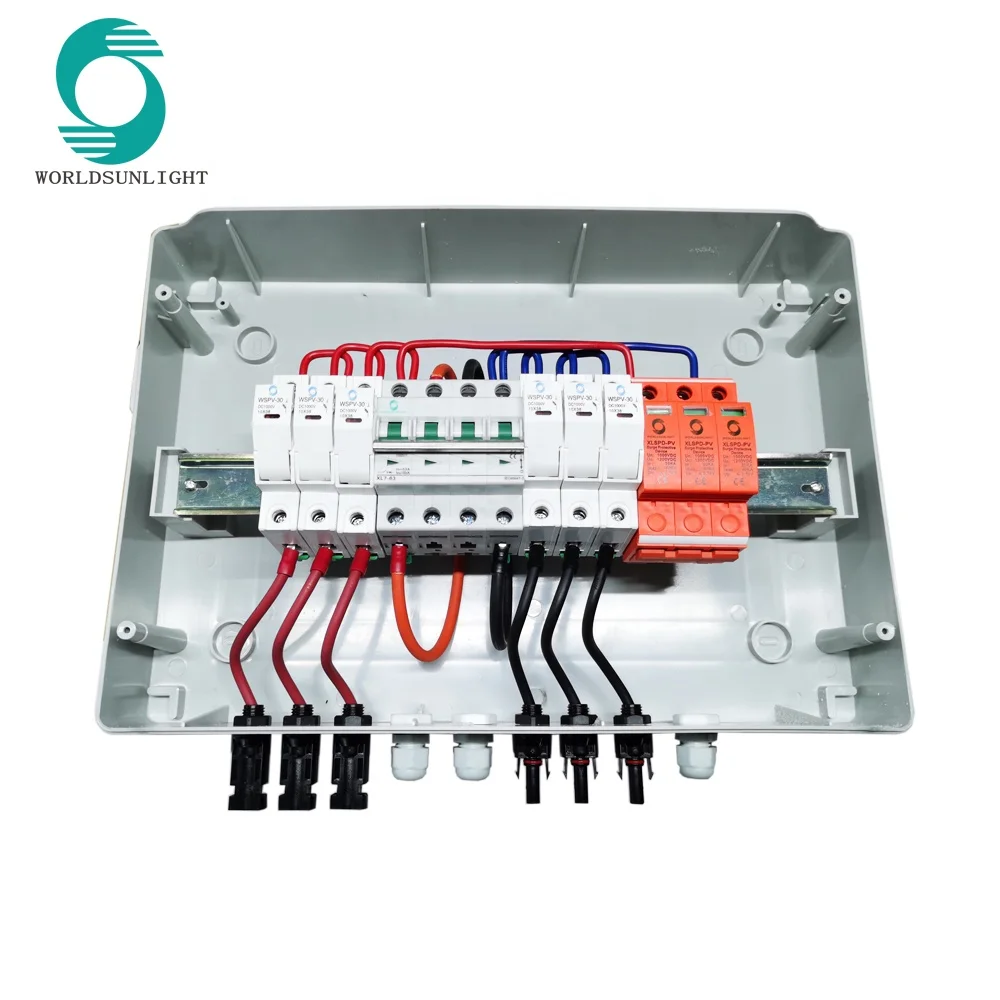 
WSDB-PV3/1 IP65 3 IN 1 OUT 3 Strings Ways 15A 1000V DC Solar PV Array Power Combiner Box for solar panel 
