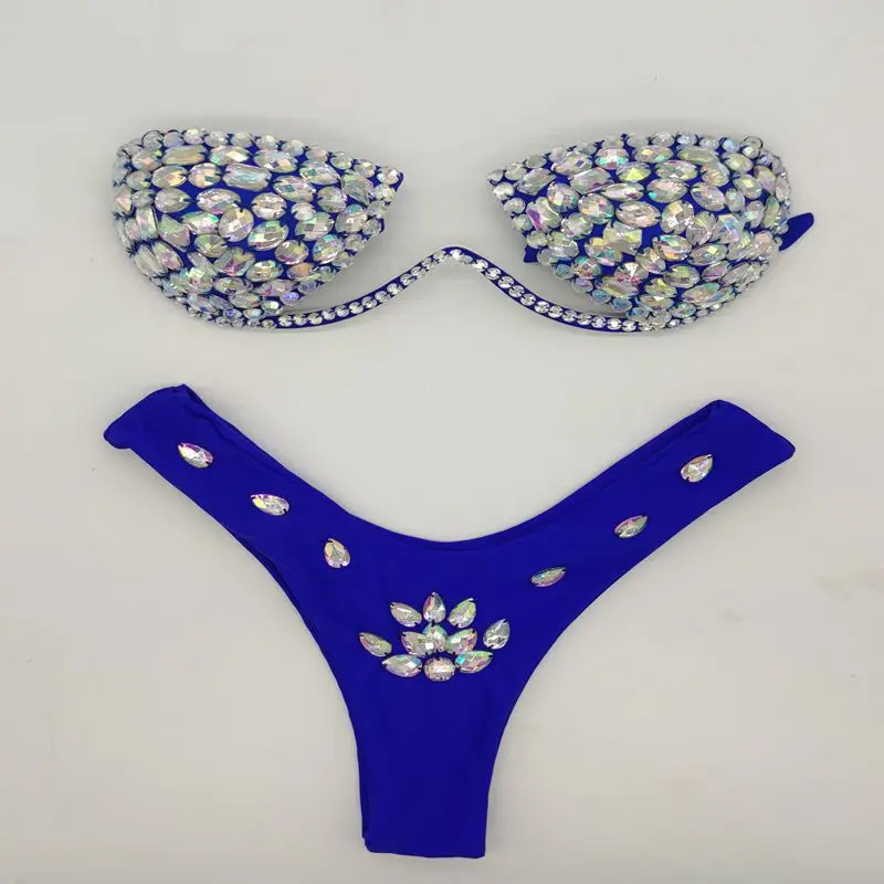 Crystal Diamond Bikini Women Luxury Swimwear Rhinestone Bling Bra For