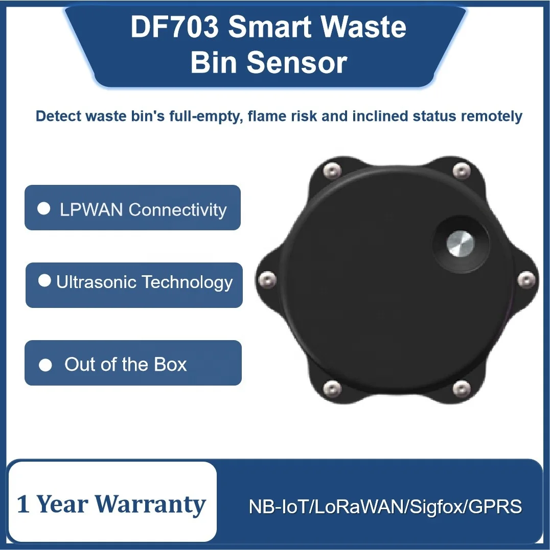 CNDINGTEK Smart NB IoT LoRaWAN 4G Ultrasonic Waste Trash Bin Fill Level Detection Sensor IP68 SDK Available DF703