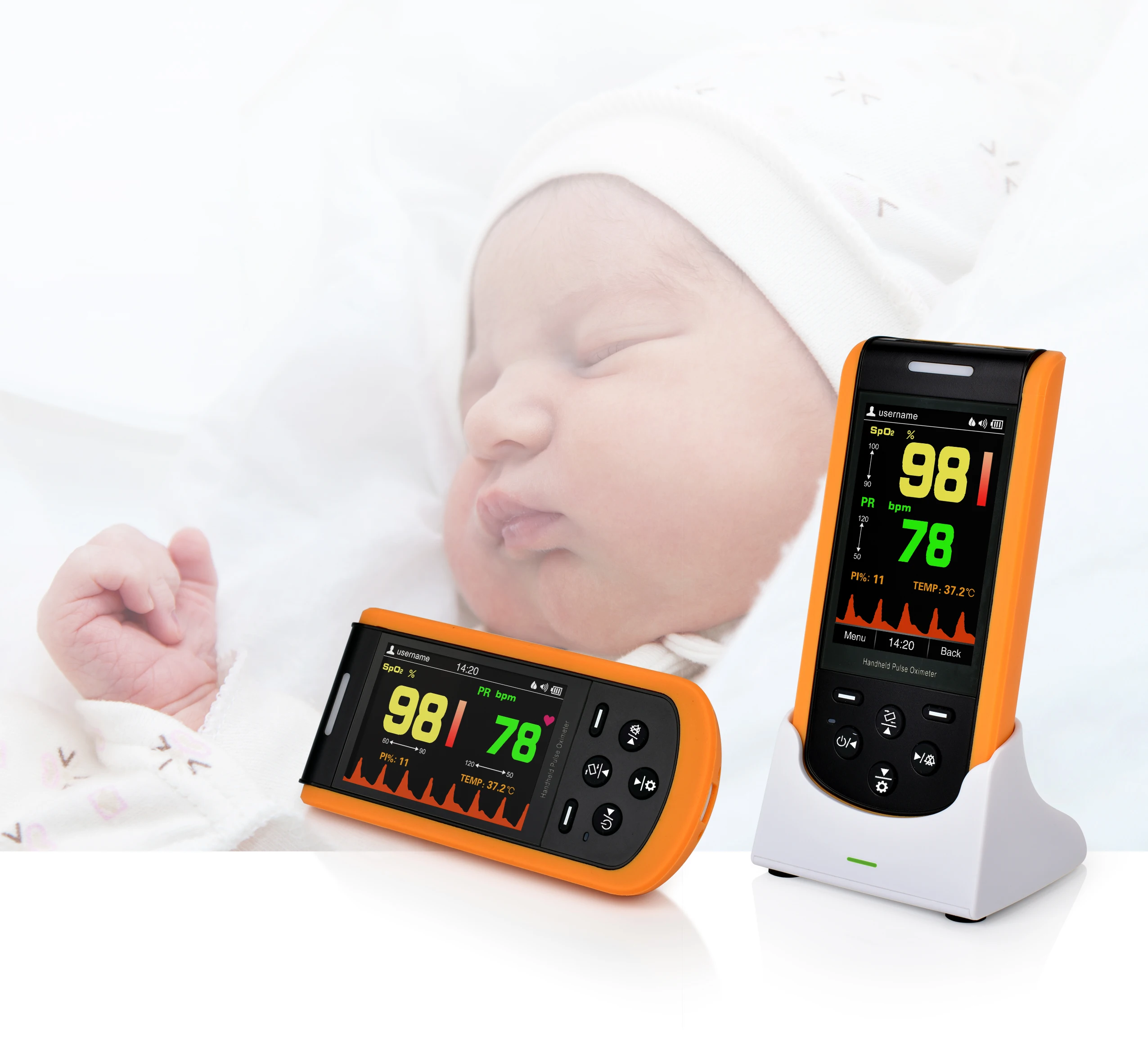 Dual-wavelength LED PC Software Adult Pediatric Neonate Sales Medical Oxo Meter Cheap Price Handheld Pulse Oximeter WITH STAND