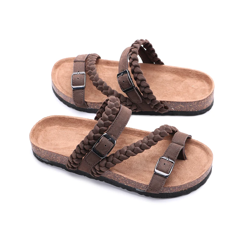Classic Fashion Cork Women Slippers Lady Contracted Soft Wood Soles Sandal  Slider Sandal Cork Sole Slipper