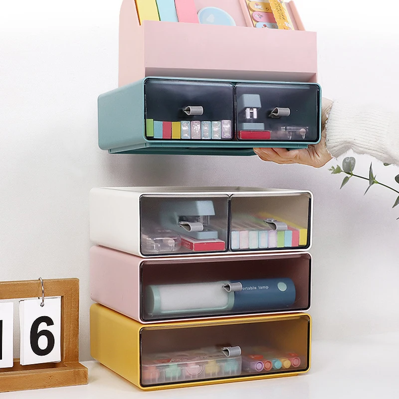 Diy Stackable Transparent Plastic Storage Drawers Desktop Stationery ...