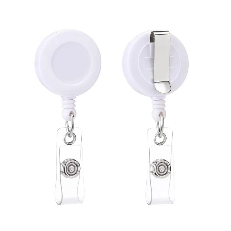 Custom Logo Size White Badge Reel Clips Retractable Badge Holders With ...