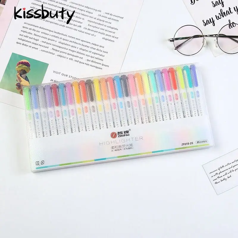 Двусторонняя ручка-маркер флуоресцентные художественные маркеры 25 цветов принадлежности для школы и офиса
