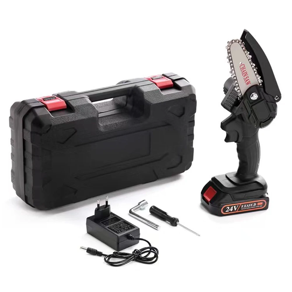 Chain Saw 4 Inch Lithium Chainsaw Household Small Rechargeable Cordless Chainsaw Portable