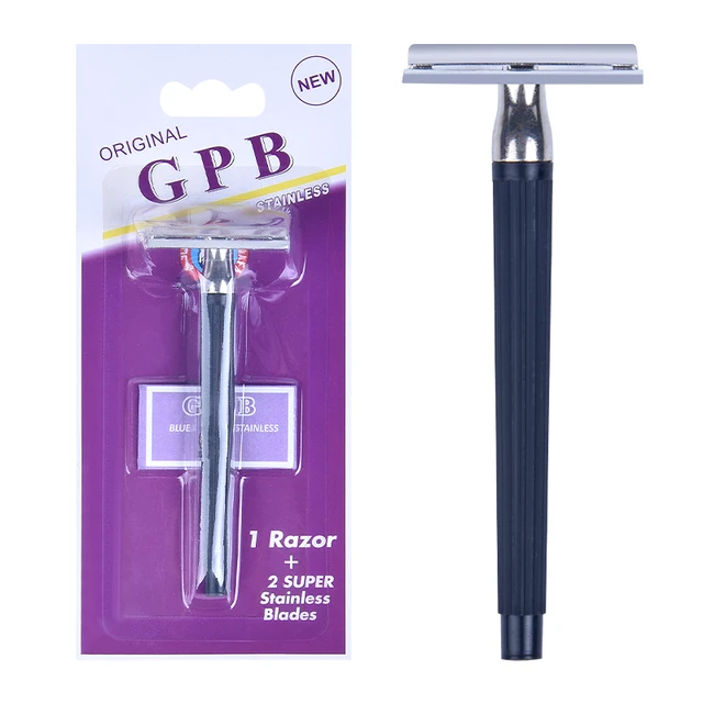 Classic Male Facial Safety Razor Double Edge Carbon Steel Blades Portable Manual Razor