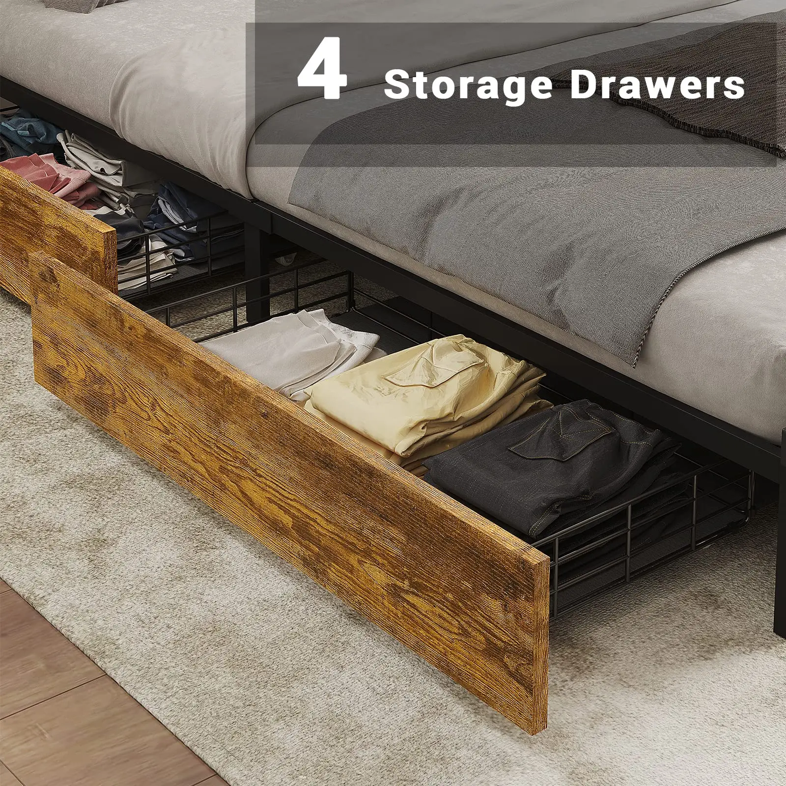 Modern Mdf Wood Bed Frame Couch Sofa Bed With Storage Bedroom Sets