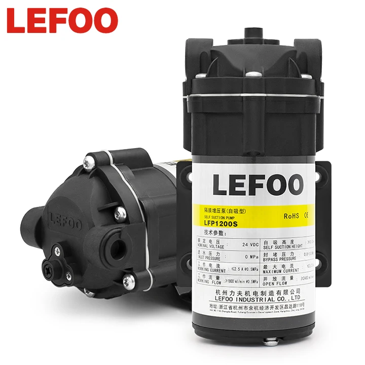 LEFOO 200 GPD Self-Priming RO Water Pump Reverse Osmosis Booster with Dc Motor Diaphragm Structure Open Impeller for RO System