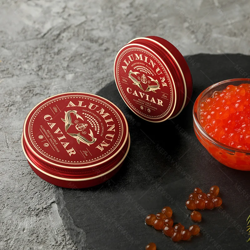 30ml 50ml 60ml 80ml 100ml Customized Round Metal Packaging Container Tin Jar for Caviar Aluminum Tins for Food