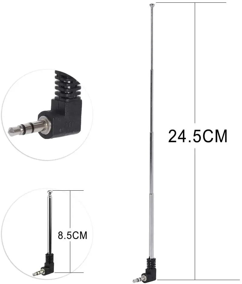Teleskopantenne 7-teilig - FM/DAB/UKW Ersatzantenne Für Radio & TV Bis 55cm