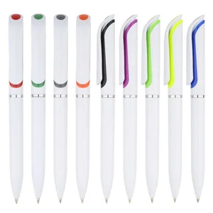 Top Quality White Style Twist Plastique Multicolor Promotional Gift Twist Plastic Ballpoint Pen with Custom logo