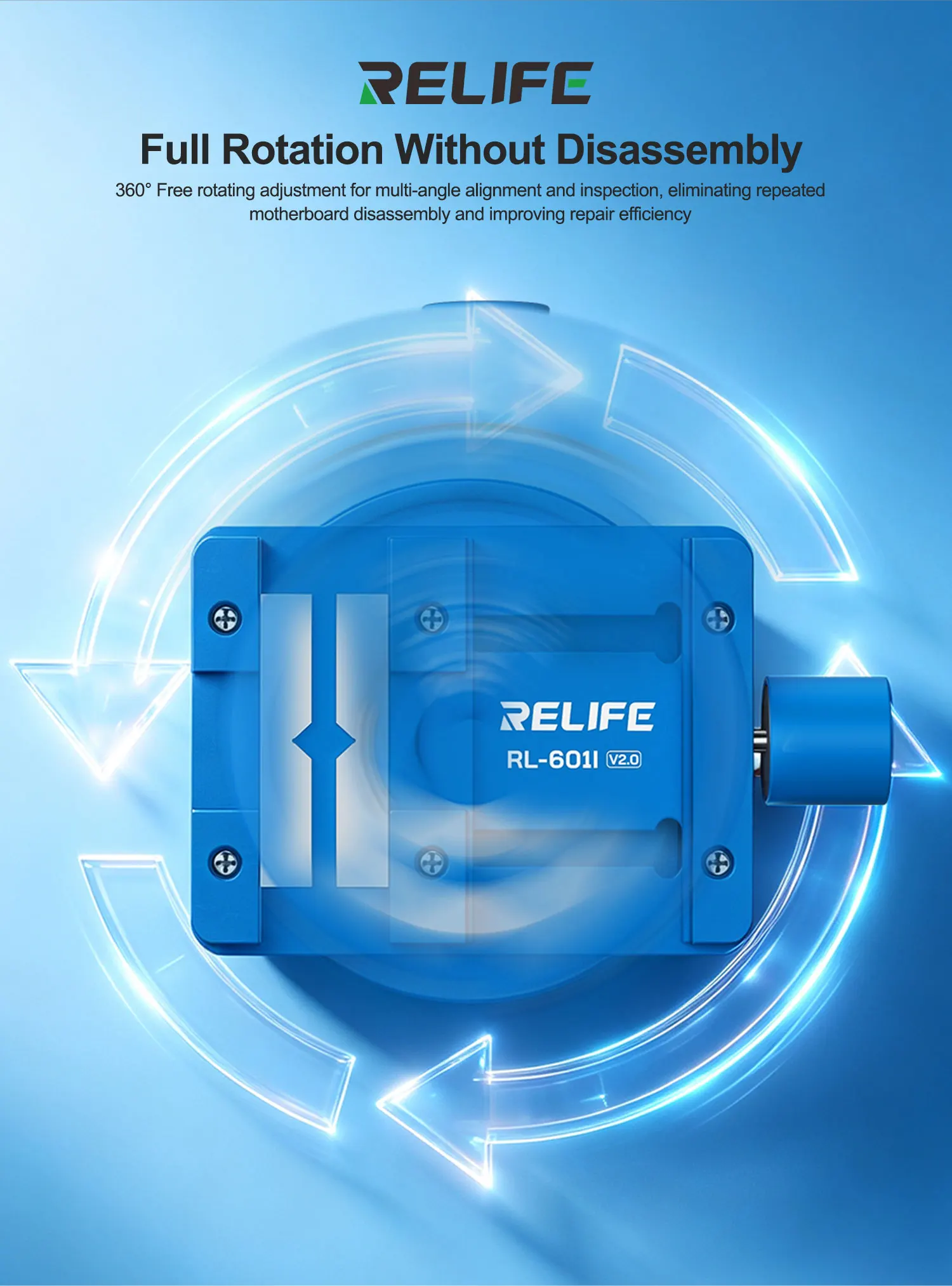 Hot Selling RELIFE RL-601I Mini Motherboard Chip Repair Mini Rotating Fixture for Motherboard Repair CPU Chip Removal