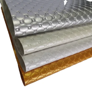 Synthetic PVC Leather Water Resistant for Home Textile Decoration Gold Shiny Silver 1mm Sofa Fabrics Knitted Embossed JD