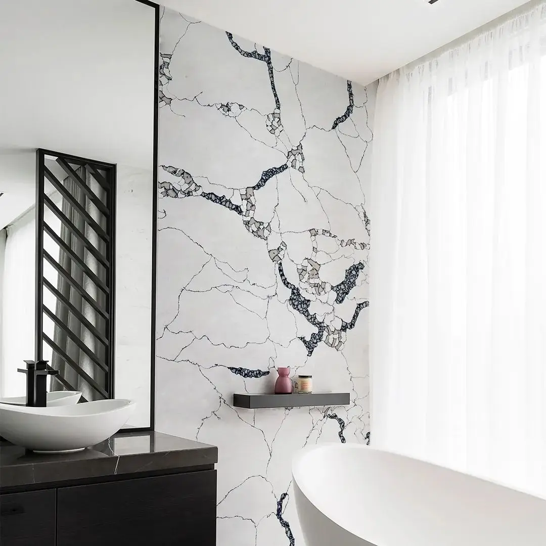 YDSTONE Engineered Quartz Kitchen Countertop White Calacatta Quartz Countertop Stone Slab Artificial Stones factory
