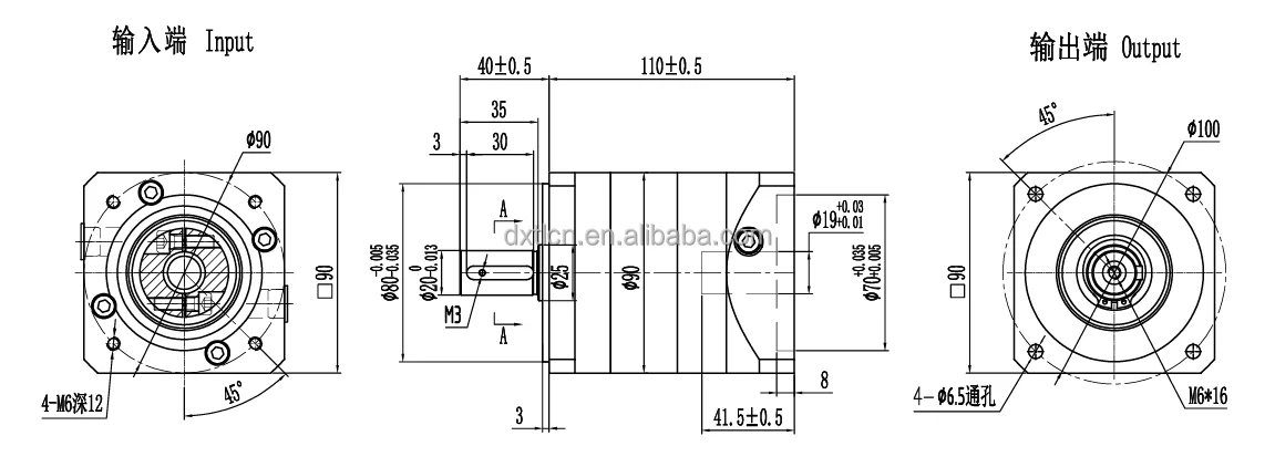 DXTL High Torque Precision 90 Series Planetary Gearbox Reducer Gearboxes Use for Servo Motor Automatic Industry Equipment manufacture