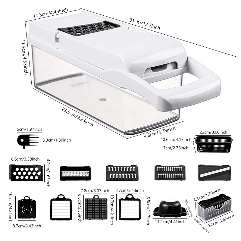 Kitchen Accessories 15-in-1 Fruit & Vegetable Slicer Grater Mini Food Chopper With Conta aperçu 3