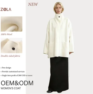 25-year-old Winter New 100% Wool Double-sided Stand Collar Ladies' Coat with Belt Closure Handmade Soft & Keep Warm