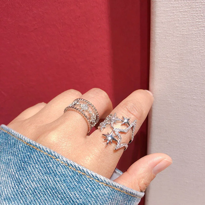 925 Sterling Silver Color Diamond Index Finger Ring Women's Retro Scale  Design | eBay