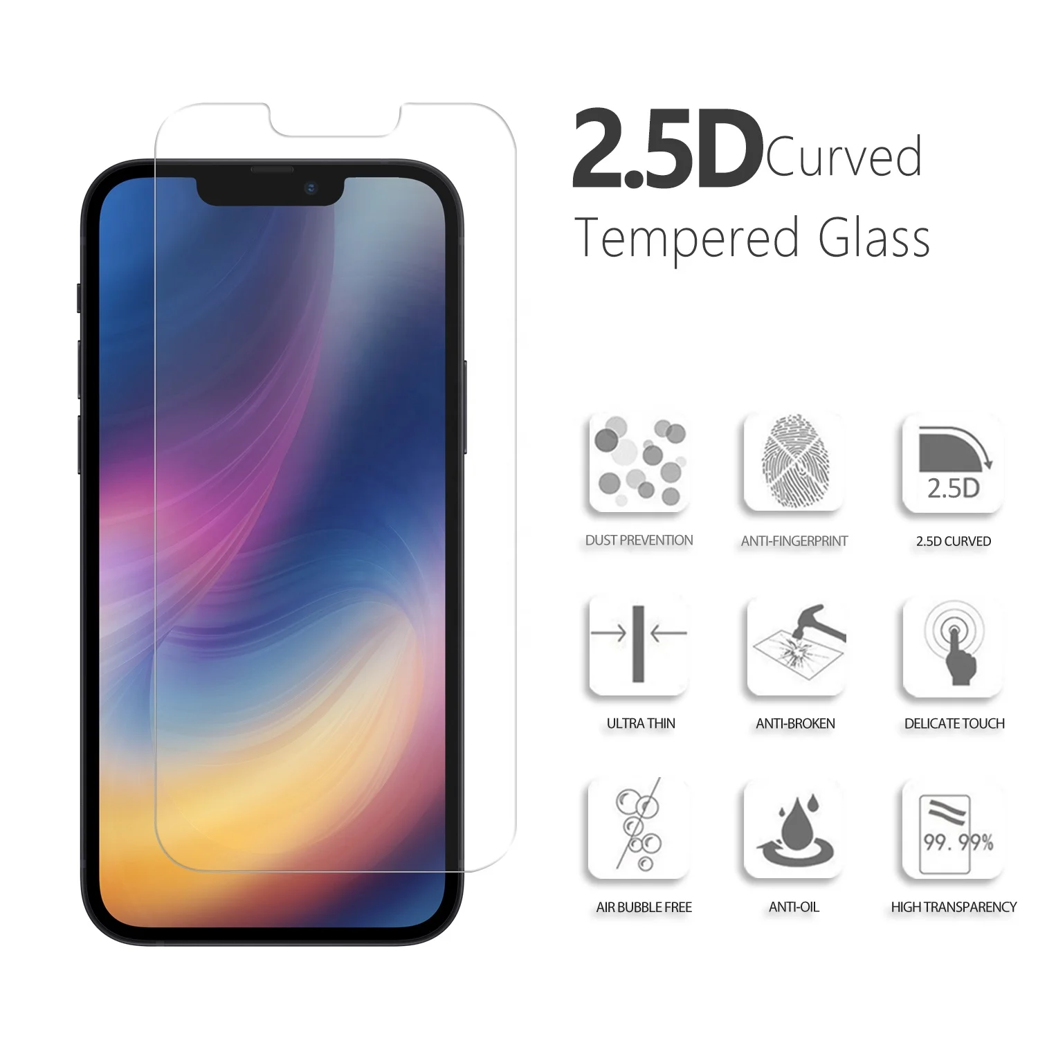 Прозрачное закаленное стекло 9H HD для Apple Iphone 12 13 Pro Max, защитная пленка для экрана мобильного телефона Samsung