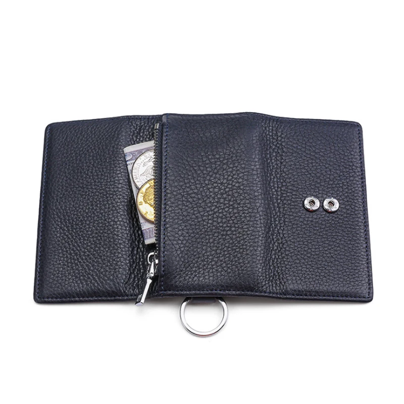 Custom Key Holder Case Multifunctional Genuine Leather Trifold Key Wallet