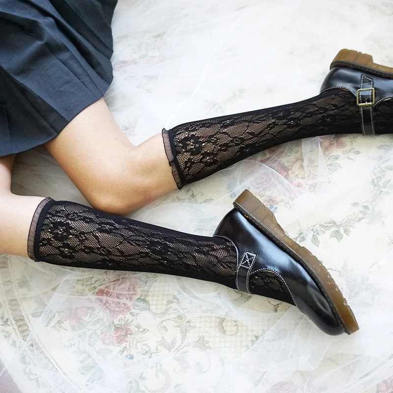 lolita big lace stockings flower wedding velvet double lace calf