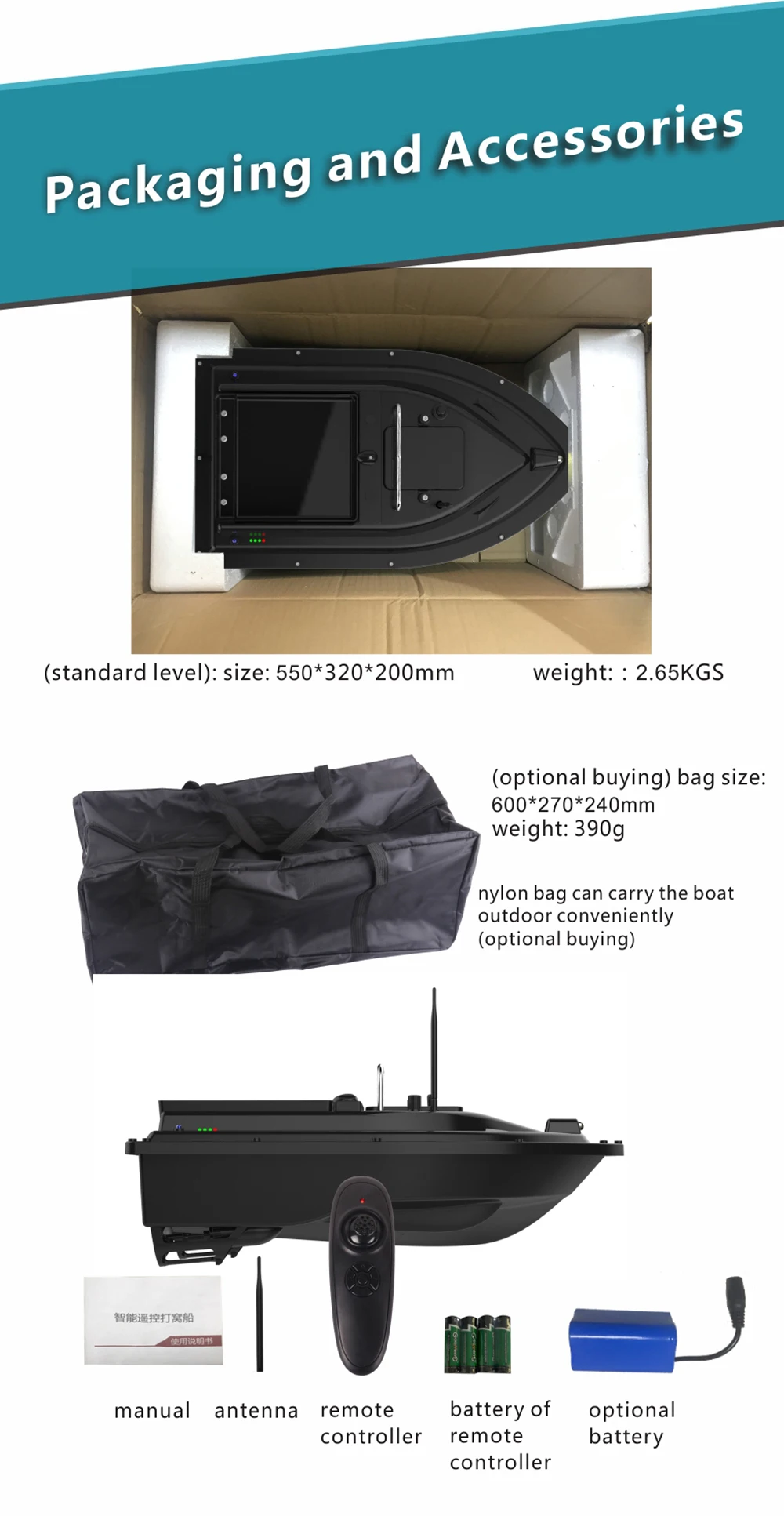 New Big Hopper Remote Control Boat Fishing Bait Boat GPS Powerful Two Motors Heavy Load 2kg Weight Cruise Fishing RC Bait Boat
