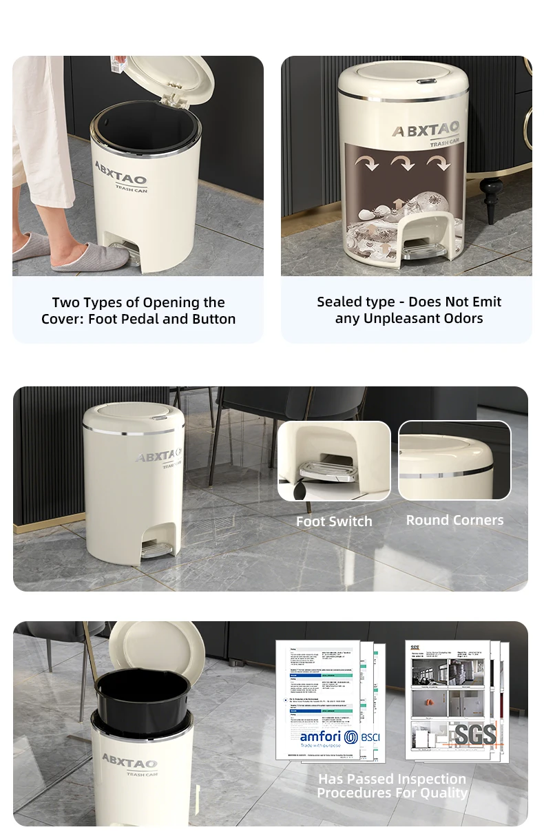 20l 2 in 1 press top  foot pedal trash can modern creamy style trash can press  step on trash can-3