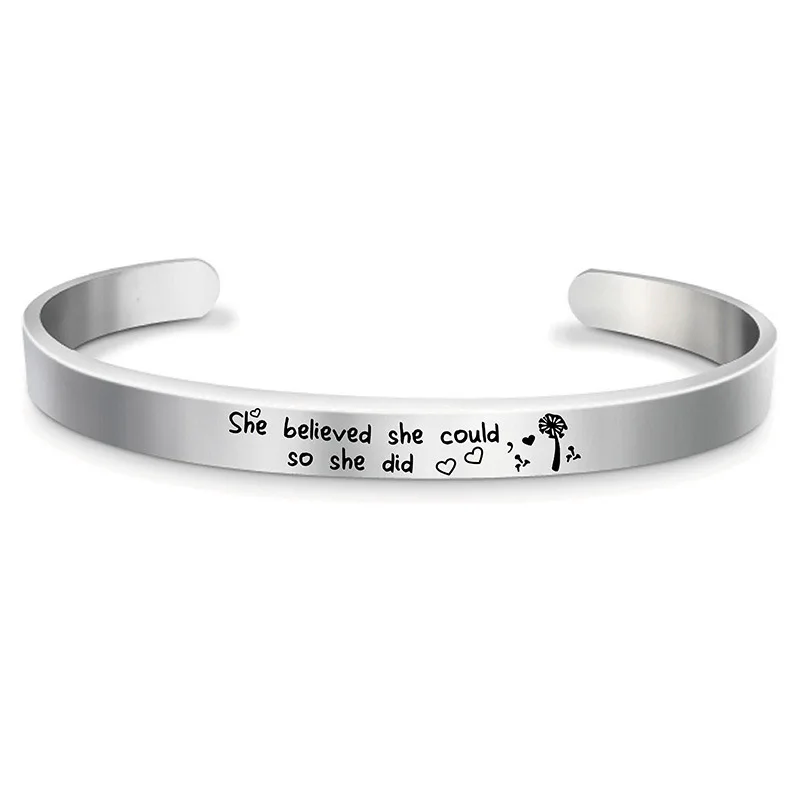 Custom Inspirational Jewelry Fashion Stainless Steel Cuff Bangle Bracelet -  China Silver Jewelry and Bracelet price