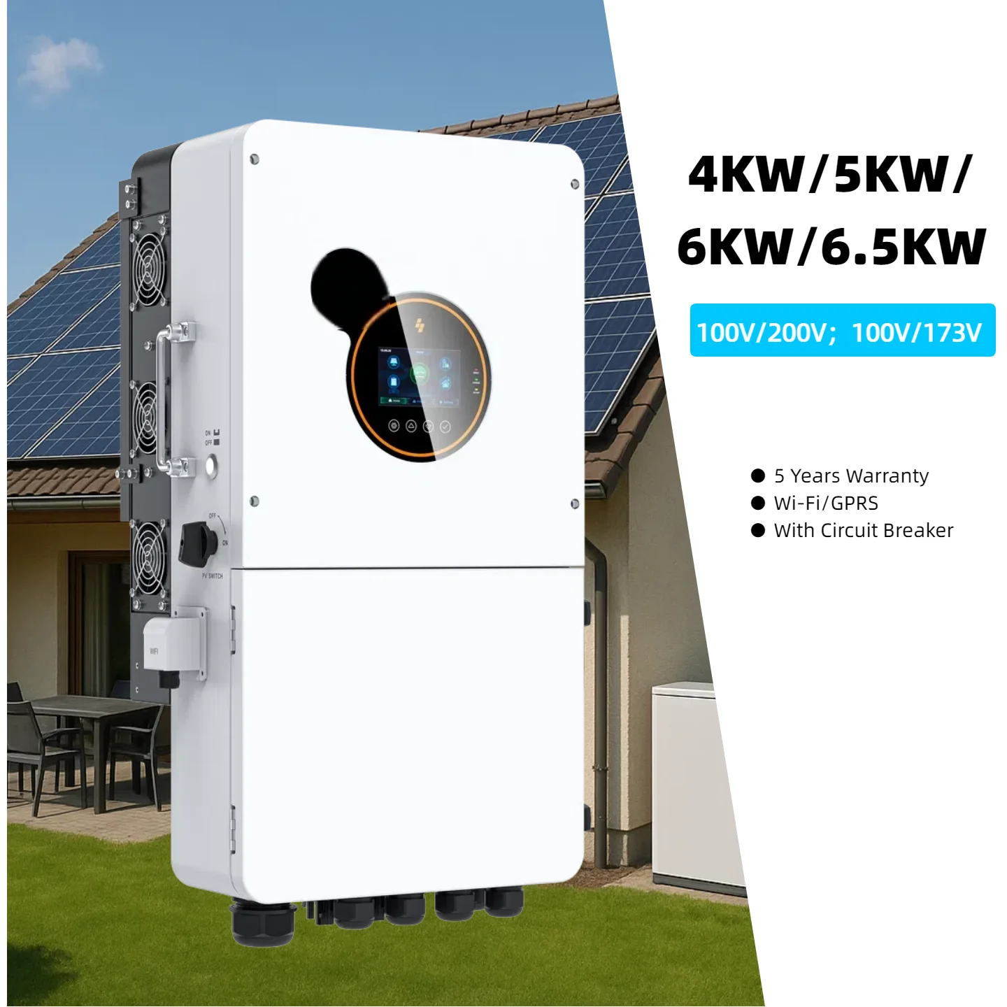 Srne kuumakauppa matalataajuus 100 V 200 V lähtöinverteri 4 kW 5 kW 6 kW 6,5 kW vaihesplitattu hybridiaurinkoinverteri HESP4850U120-HJP