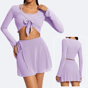 Roregal New Breathable Mesh Yoga StrapTop Short Slim Elegant Long Sleeve Sports Top Running for Women