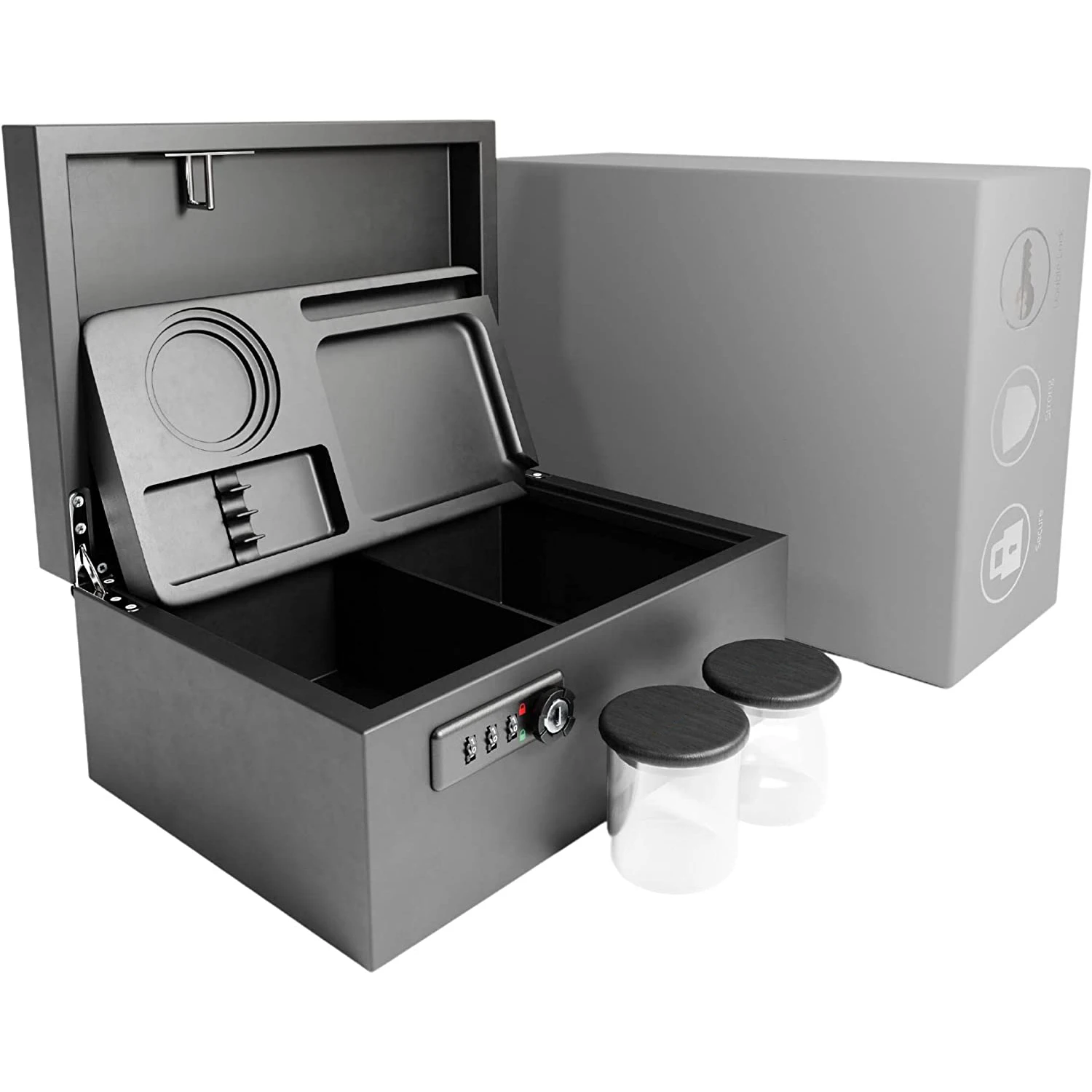 Smokers Smell Proof Bamboo Wooden Travel Stash Box With Rolling Tray