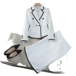 New Spring Autumn Women's High-Temperament Two-Piece Dress Suit Elegant Small Fragrance Coat Polyester Stylish Fashionable