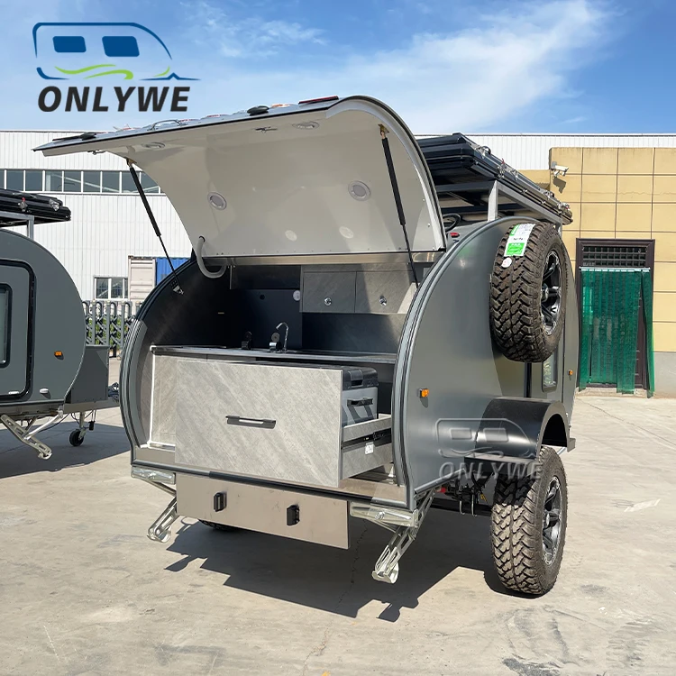 ONLYWE Custom Tiny Overland Mini Teardrop Trailer Camper Small Teardrop Camping car Caravan Travel Trailer for Sale