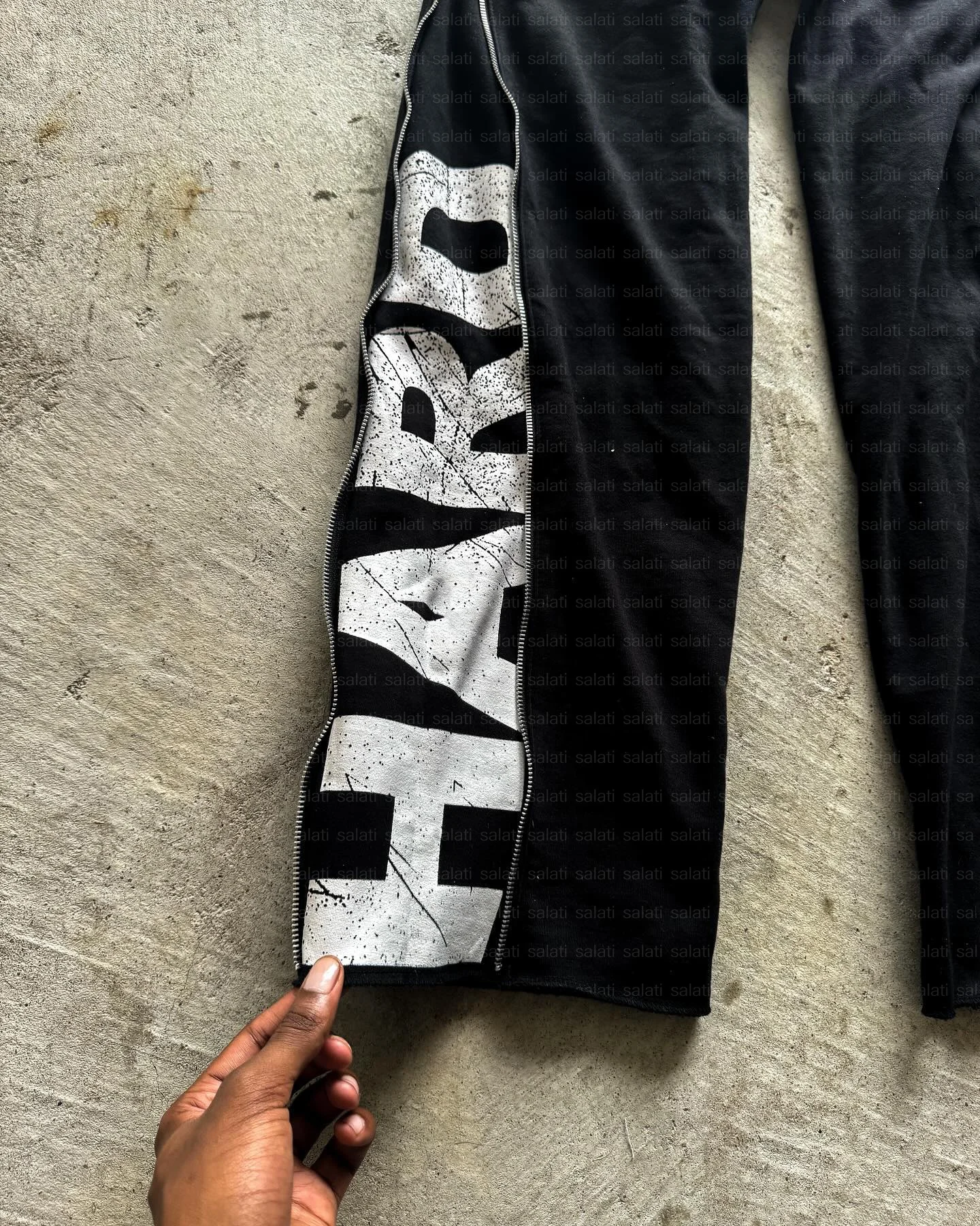 Customized Flared Sweat Pants Men Zipper Printing Heavy Cotton Baggy French Terry Jogger Track Sun Faded Acid Washed Sweatpants gallery 4