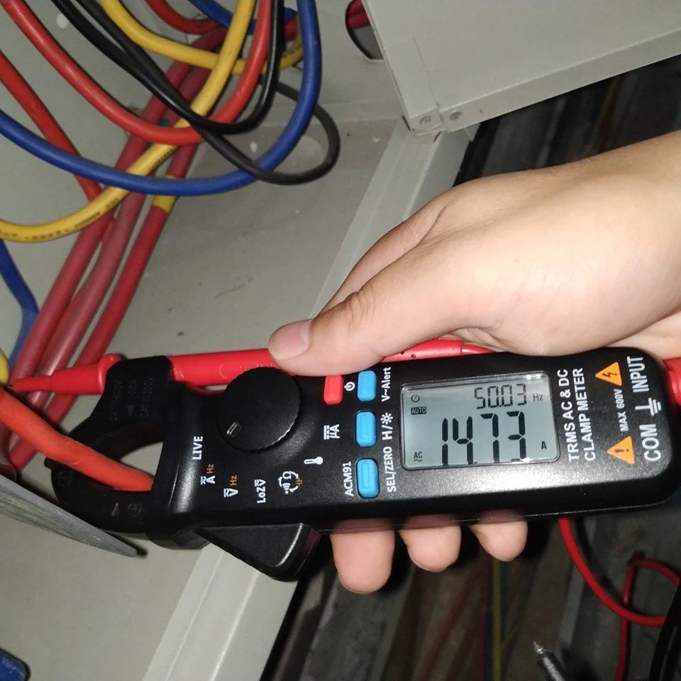 Bside ACM91 Auto Range AC DC uA Ohm Capacitance Temperature V-alert MEAS Digital Clamp Meter with True RMS FCC CE RoHS