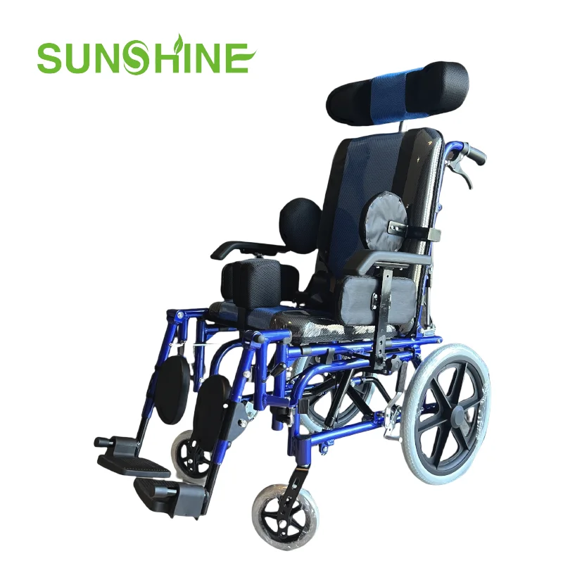 WH964 Steel Manual Multi-Adjustable Wheelchair for Pediatric Hospitals Disabled Patients with Cerebral Palsy