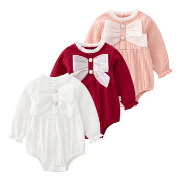 Baby crawling clothes Spring and autumn 100 days old baby onesie sweet super cute baby wear