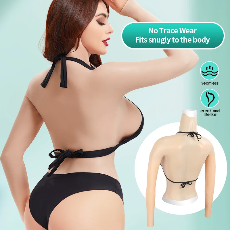 Pseudo Female Transvestite Simulation Silicone Long Sleeve Half Body Breast Male Dressed As Female Pseudo Female Products