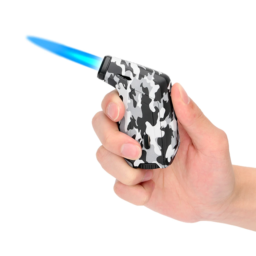 Camouflage Design Single Jet Flame Mini Pocket Refillable Gas Torch Lighter Novelty Led Party Items Butane Customized Color