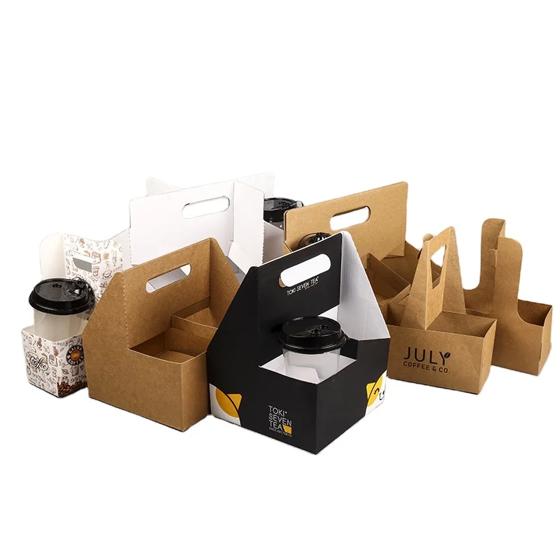 custom disposable take away to go kraft paperboard 2 4 6 coffee