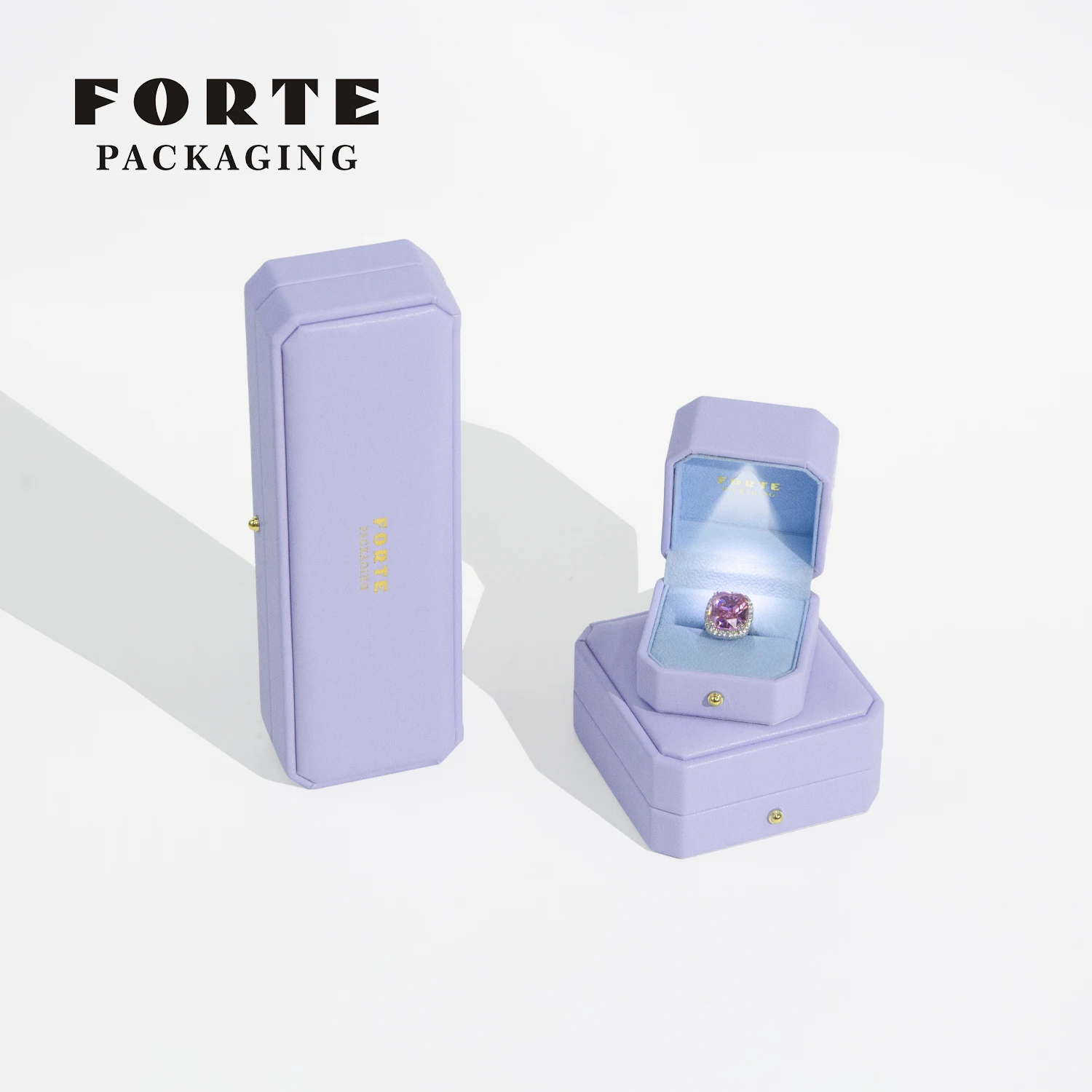 FORTE Light Jewelry Packaging Custom Ring Box Cuban Necklace Chain  Box Hiphop LED Packing Jewelry Box With Light