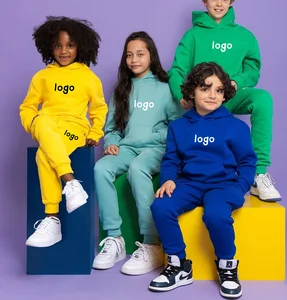 Wholesale Custom Designer Brand Clothing Long Sleeve Hoodie Pant Set Children Kids Custom Clothing Jogging Set Tracksuit