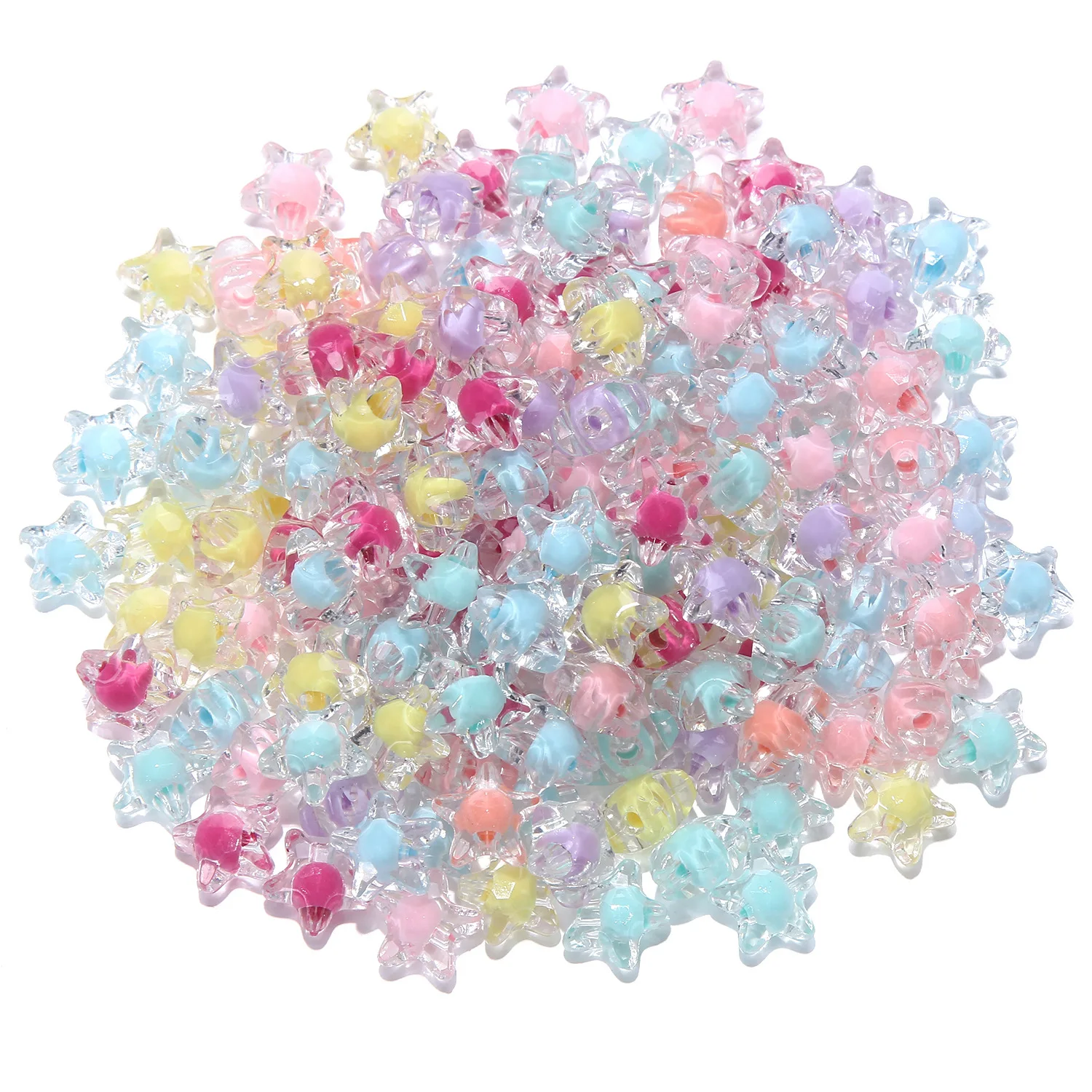 200 Stück Mini-Acryl-Perlen – Herz & Stern Motive, 9-11 Mm, Für Schmuck & Basteln