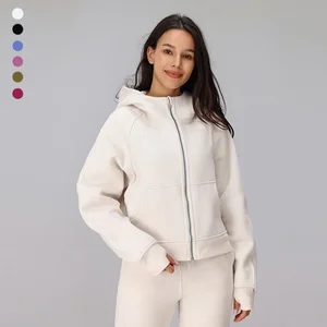 Custom Cotton Training Athletic Zip up Fitted Activewear Women Sweat Wicking Running Workout Hoodie Top Zipper Sport Gym Jackets