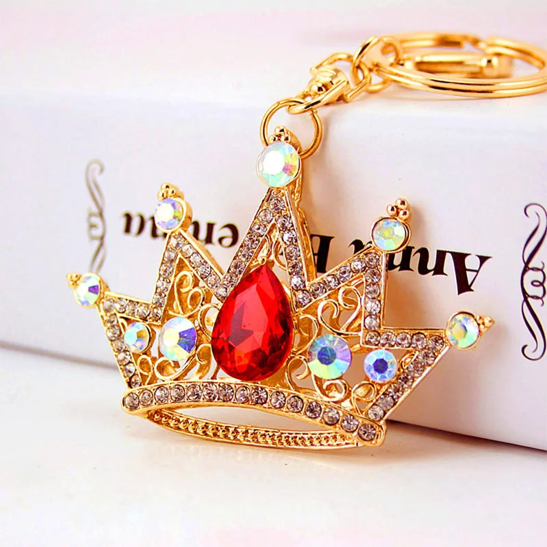 Kanyankeji Keychain,Shiny Queen Crown Keychain Crystal Keyring Rhinestones Purse Pendant Handbag Charm 