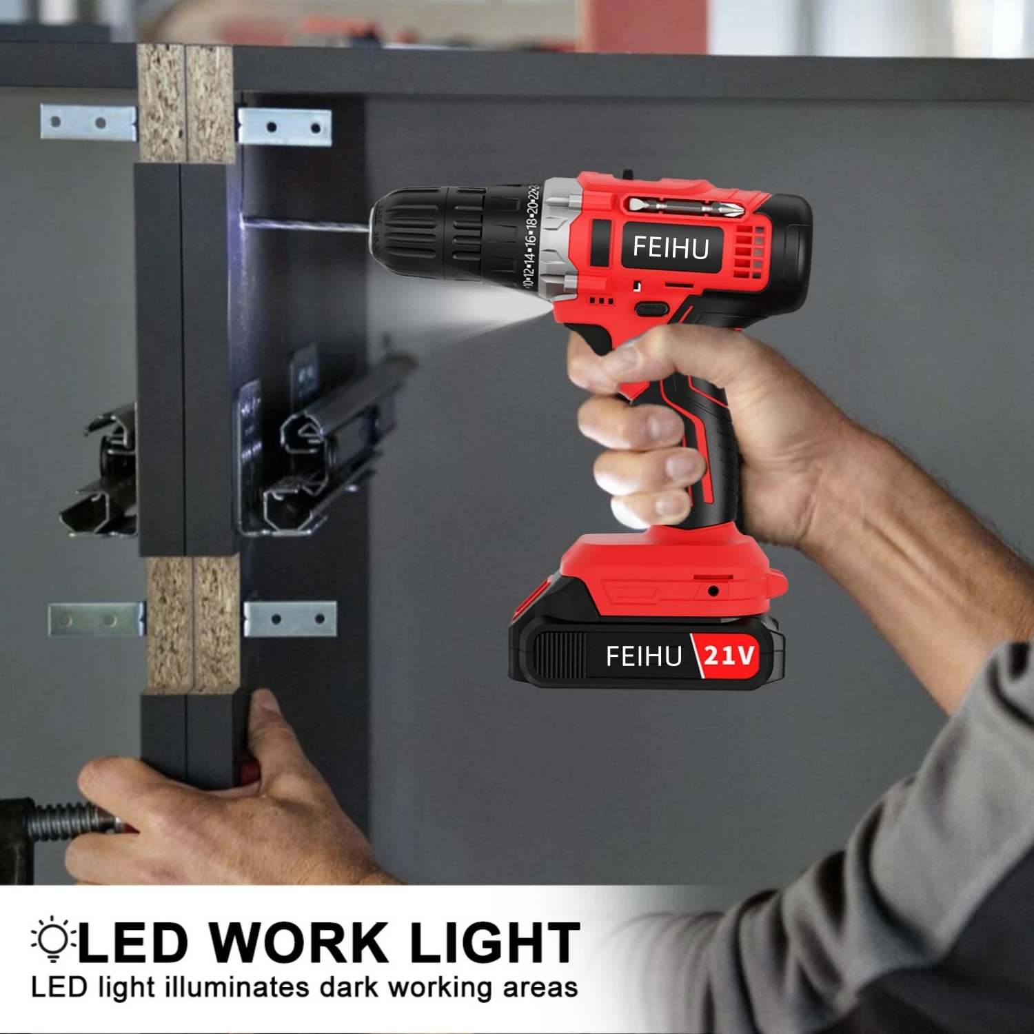 FEIHU-TECH Wholesaler Power Tool Cordless Drill Electric Power Drill Tool Set 21V Power Drill for Sale