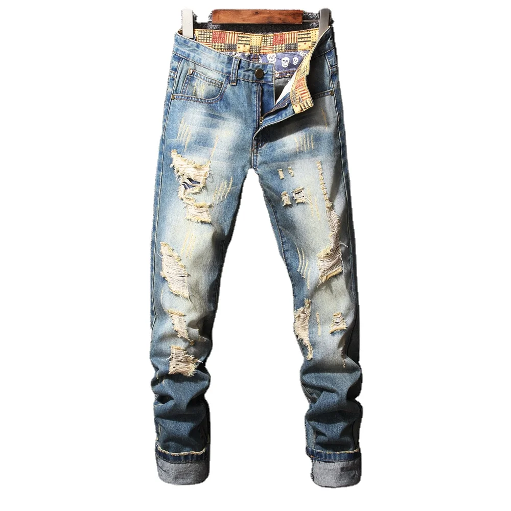 Wholesale Manufacture in Bulk Destroyed Ripped Damaged Denim Jeans with cheap price From m.alibaba.com