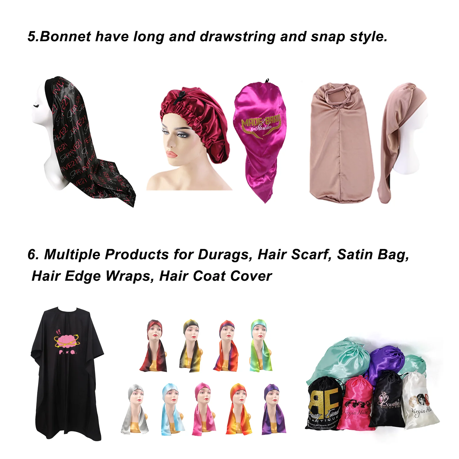 Индивидуальный Логотип высокое качество Послеродовая Женская шапочка для сна дизайнерские атласные накладки